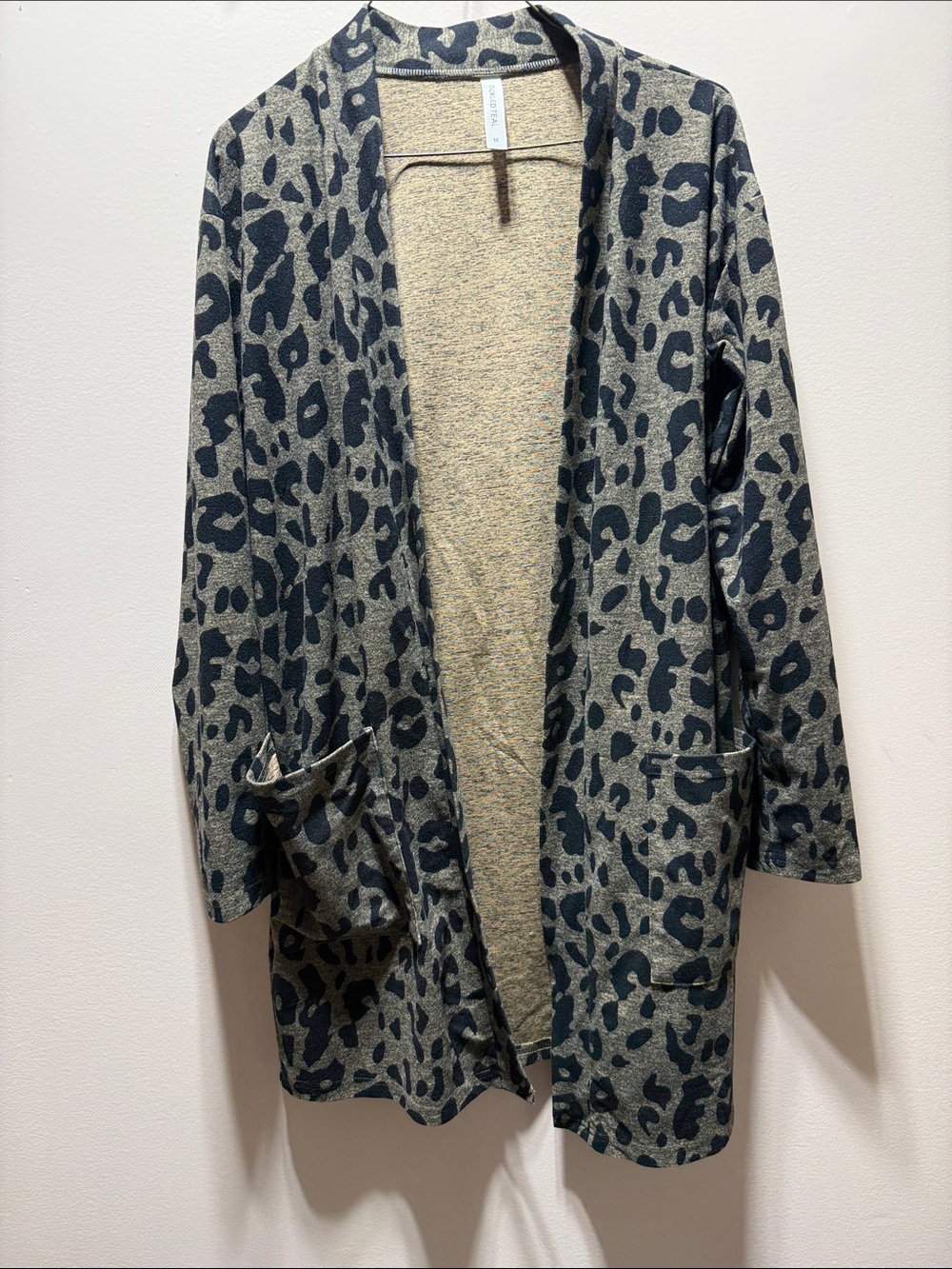 Tickled Teal Leopard Print Open-Front Cardigan - Black and Gray